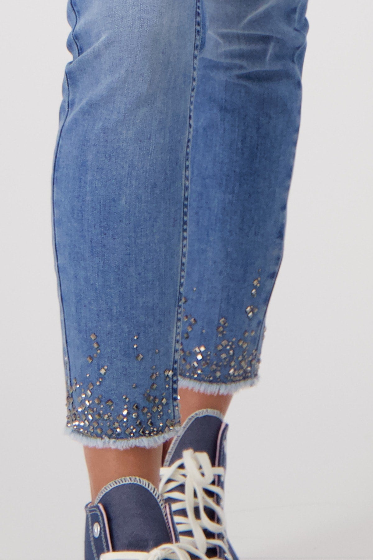 Monari Rhinestone Detail Jeans - Light Denim