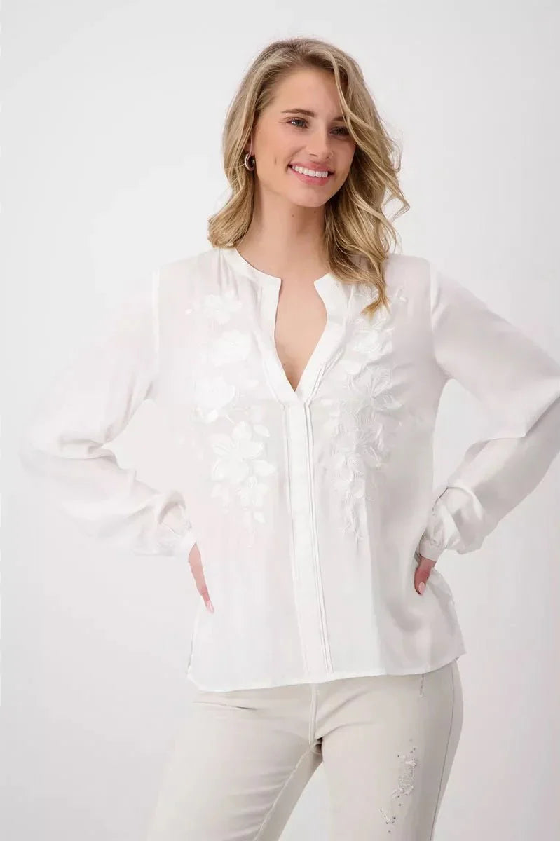 Monari Embroided Blouse - White