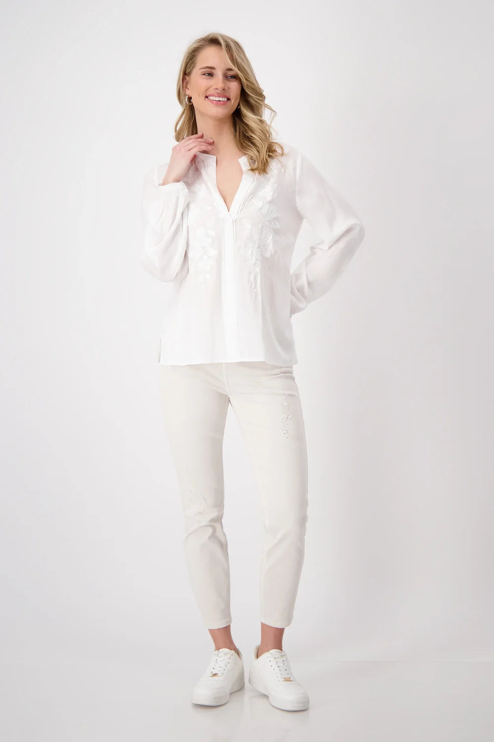 Monari Embroided Blouse - White