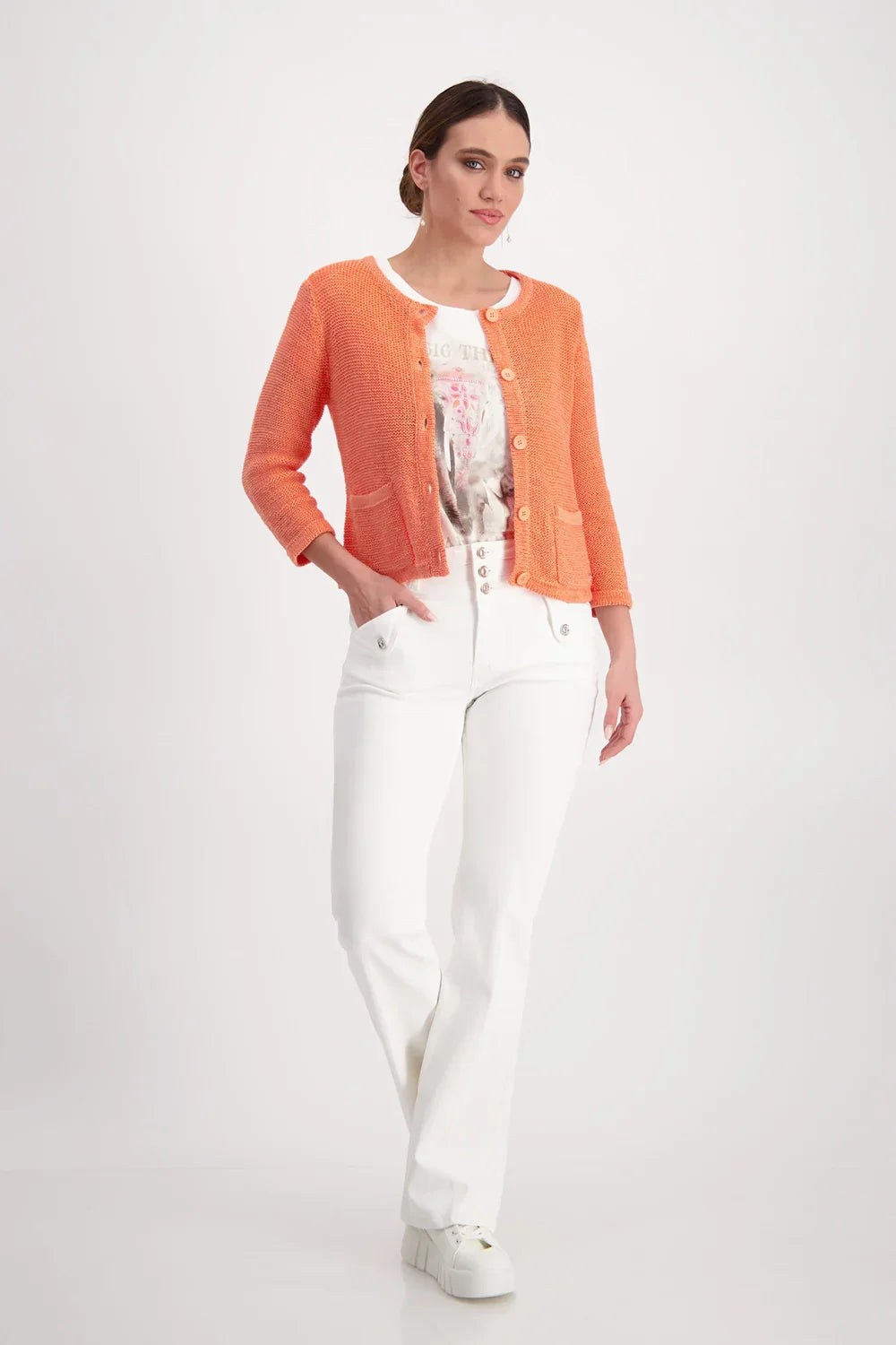 Monari Pocket Detail Cardigan - Apricot