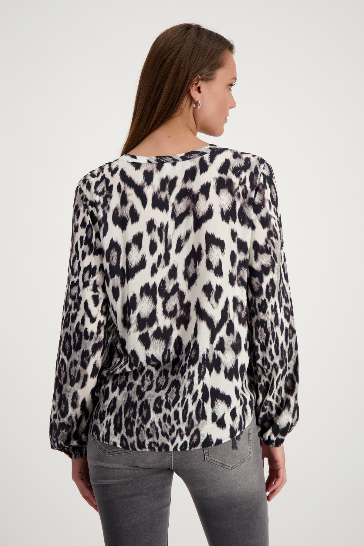 Monari Leopard Print Blouse - Black/ White