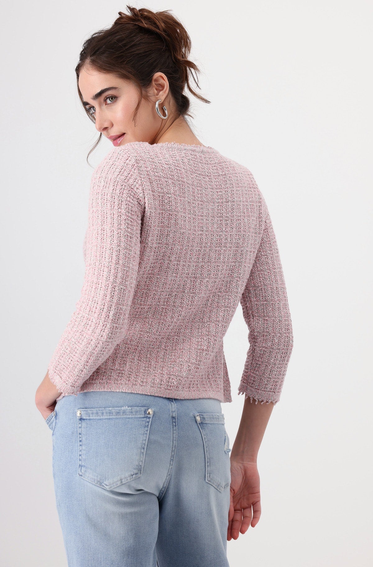 Monari Metalic Knit Cardigan - Pink