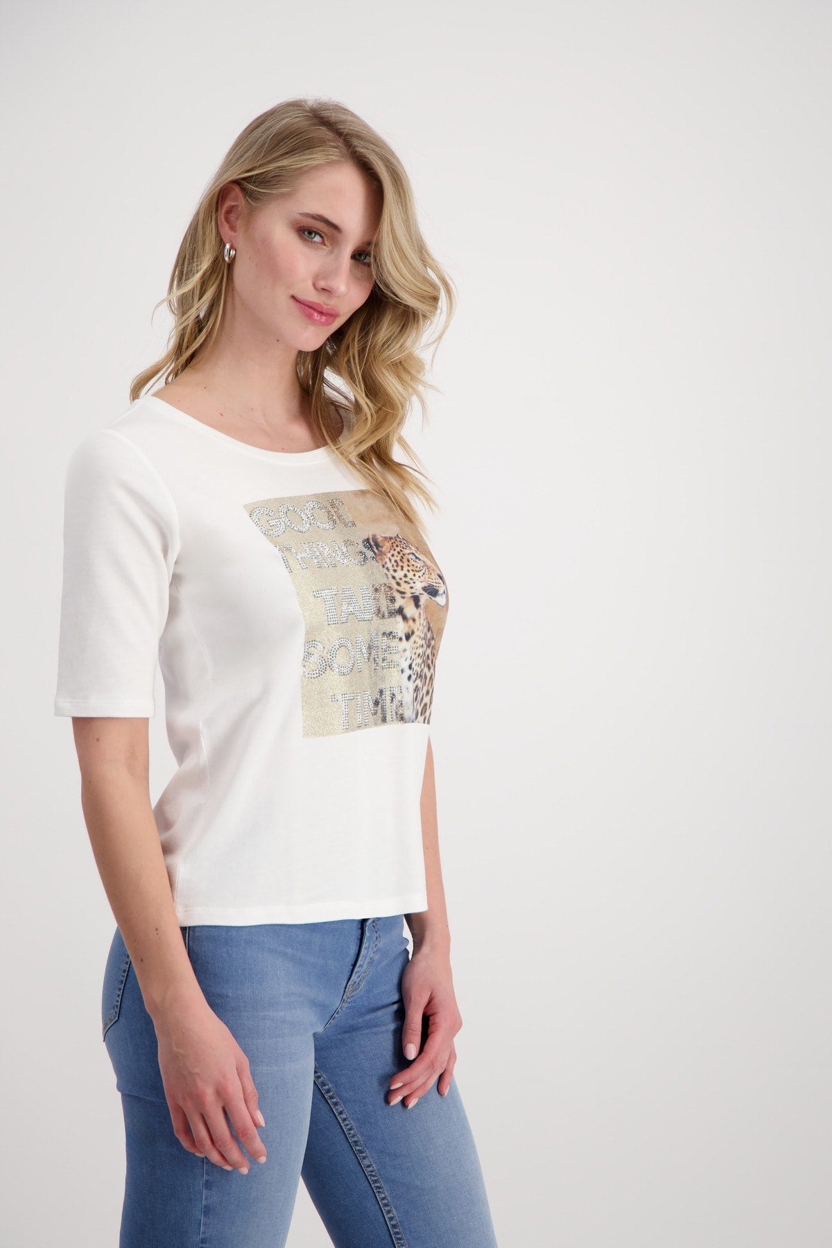 Monari Leopard Print T'Shirt - Off White