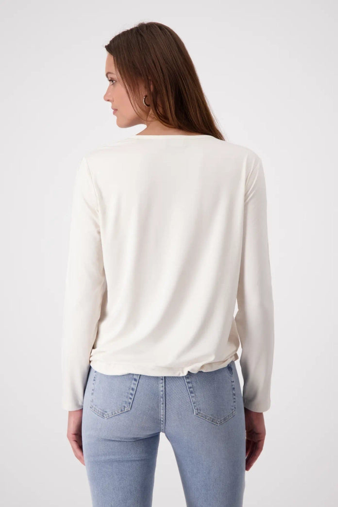Monari V-Neck Jersey Top - Off White