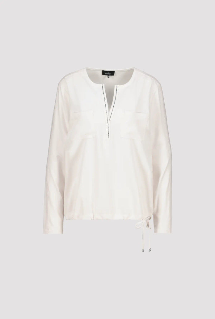 Monari V-Neck Jersey Top - Off White