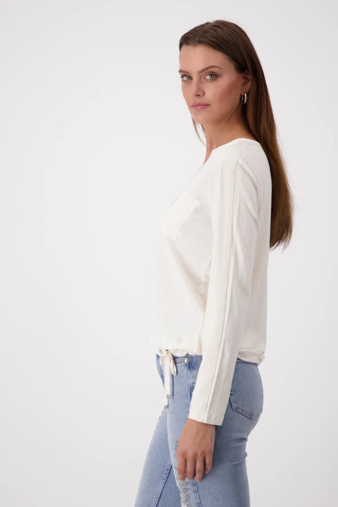 Monari V-Neck Jersey Top - Off White