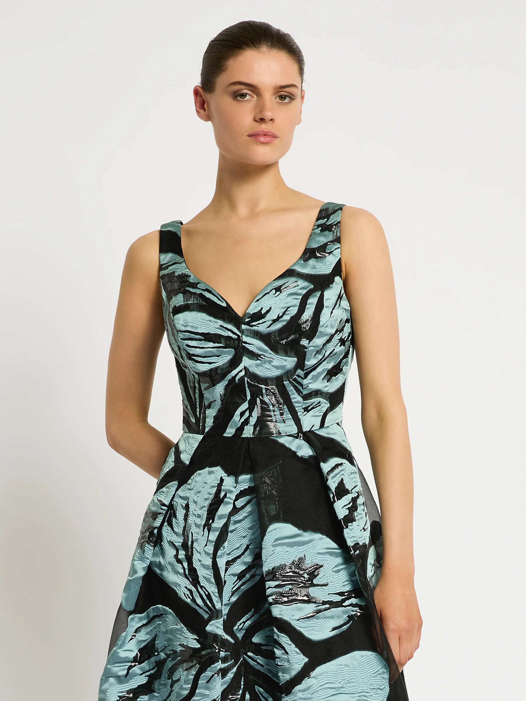 Moss & Spy Bella Midi Dress - Mint/ Black