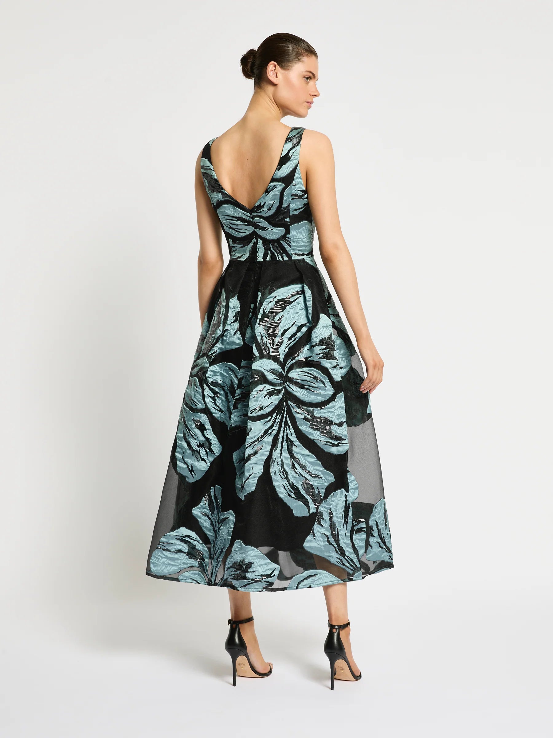 Moss & Spy Bella Midi Dress - Mint/ Black