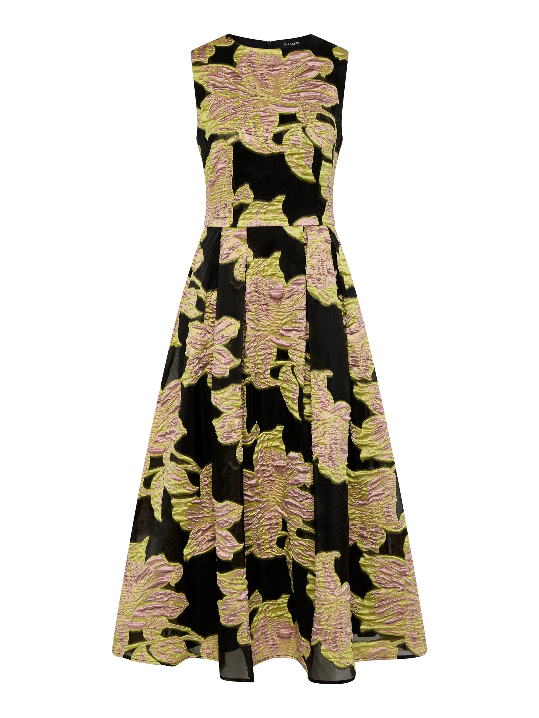 Moss & Spy Florence Midi Dress - Citrus/ Pink/ Black