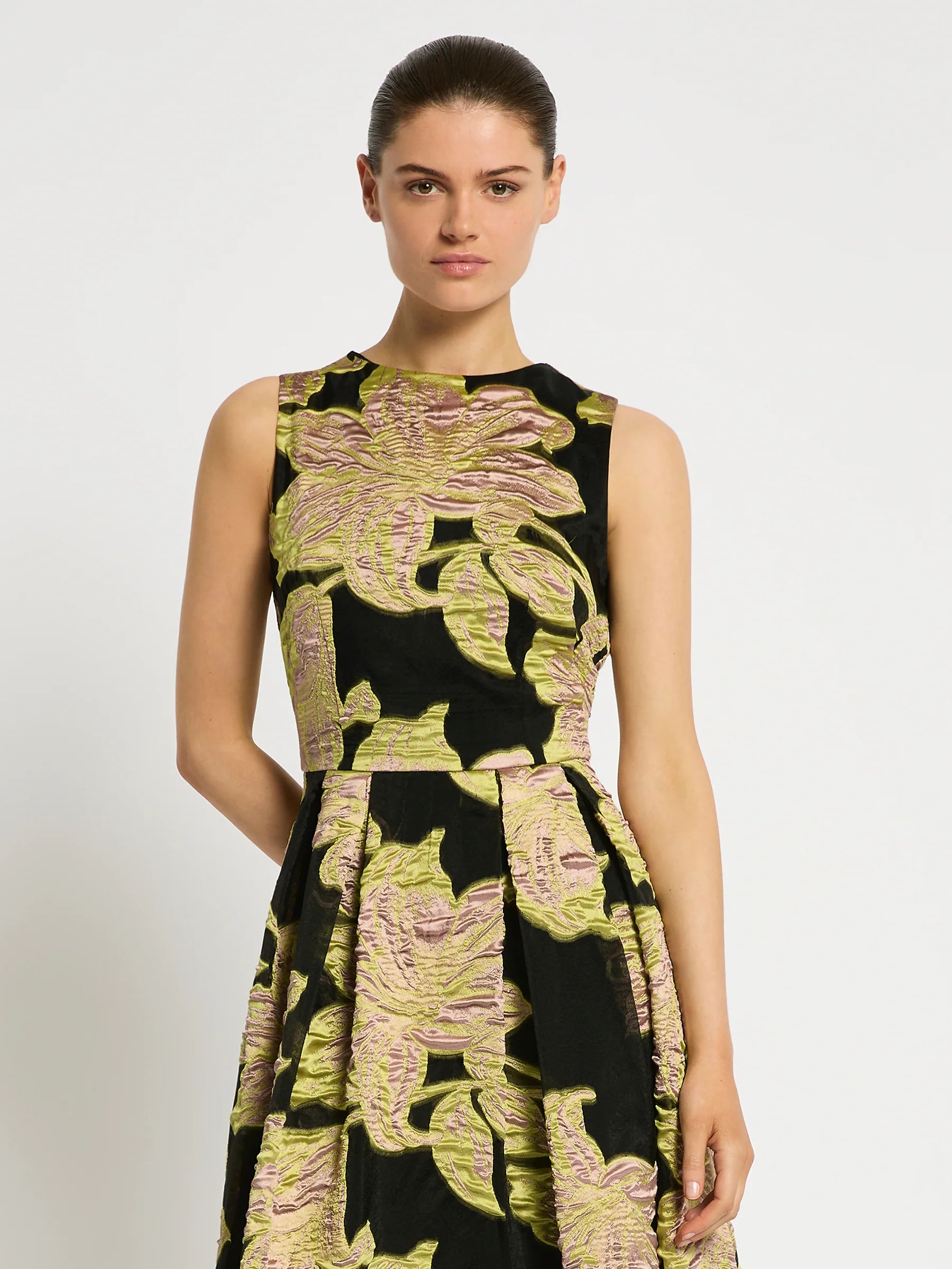 Moss & Spy Florence Midi Dress - Citrus/ Pink/ Black