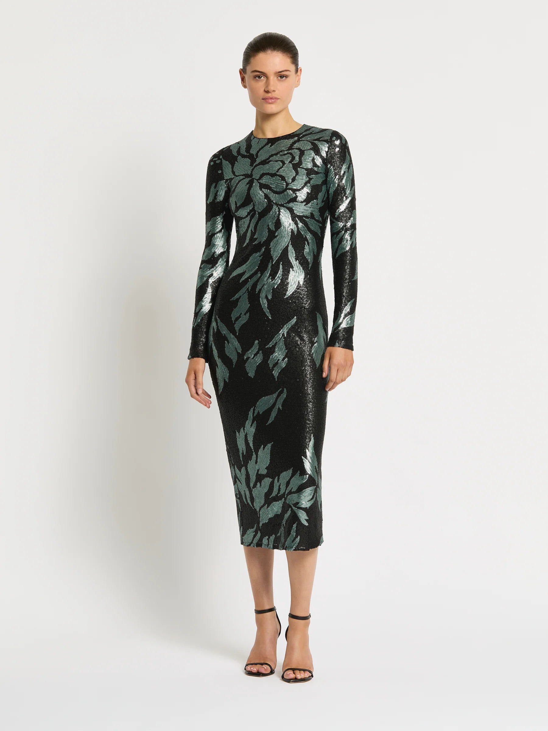 Moss & Spy Larissa Midi Dress - Mint/ Black