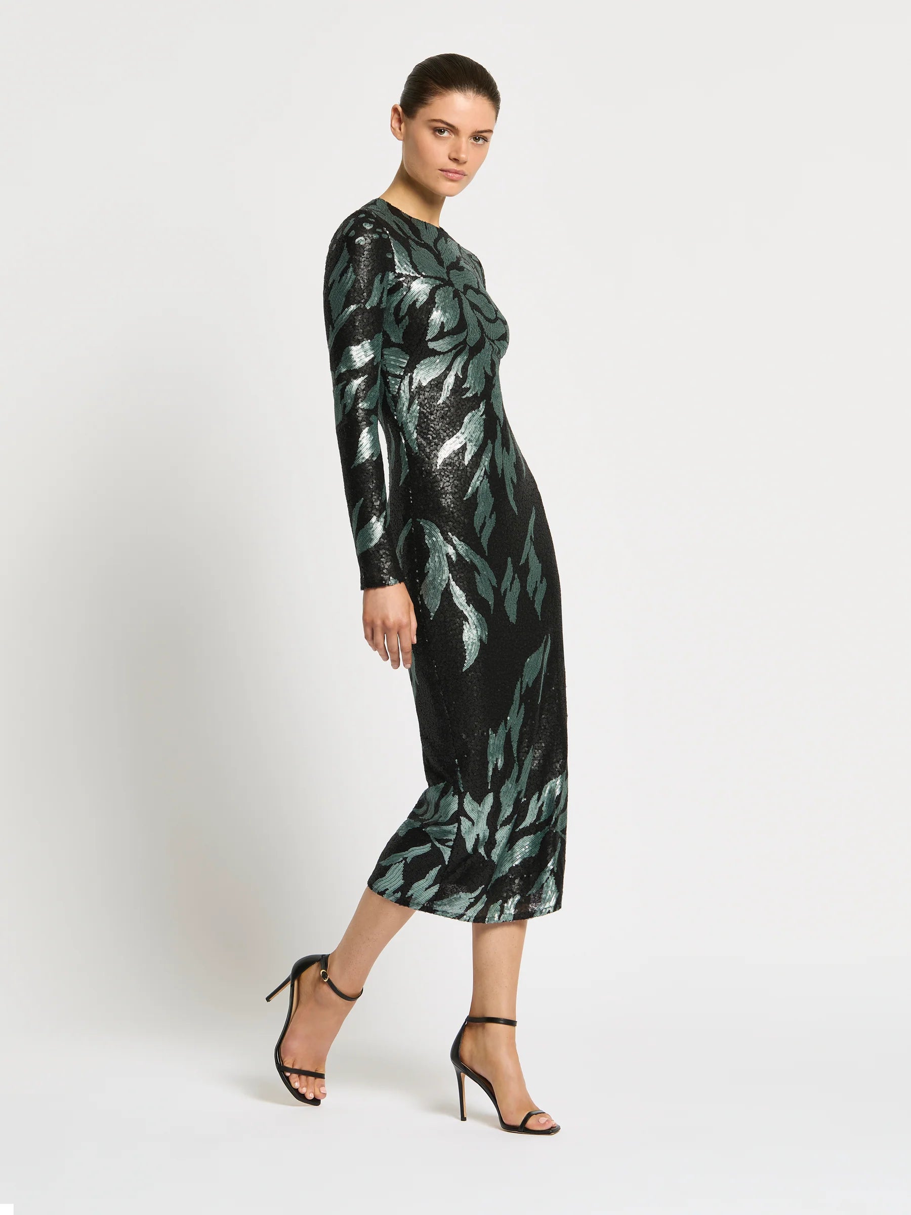Moss & Spy Larissa Midi Dress - Mint/ Black