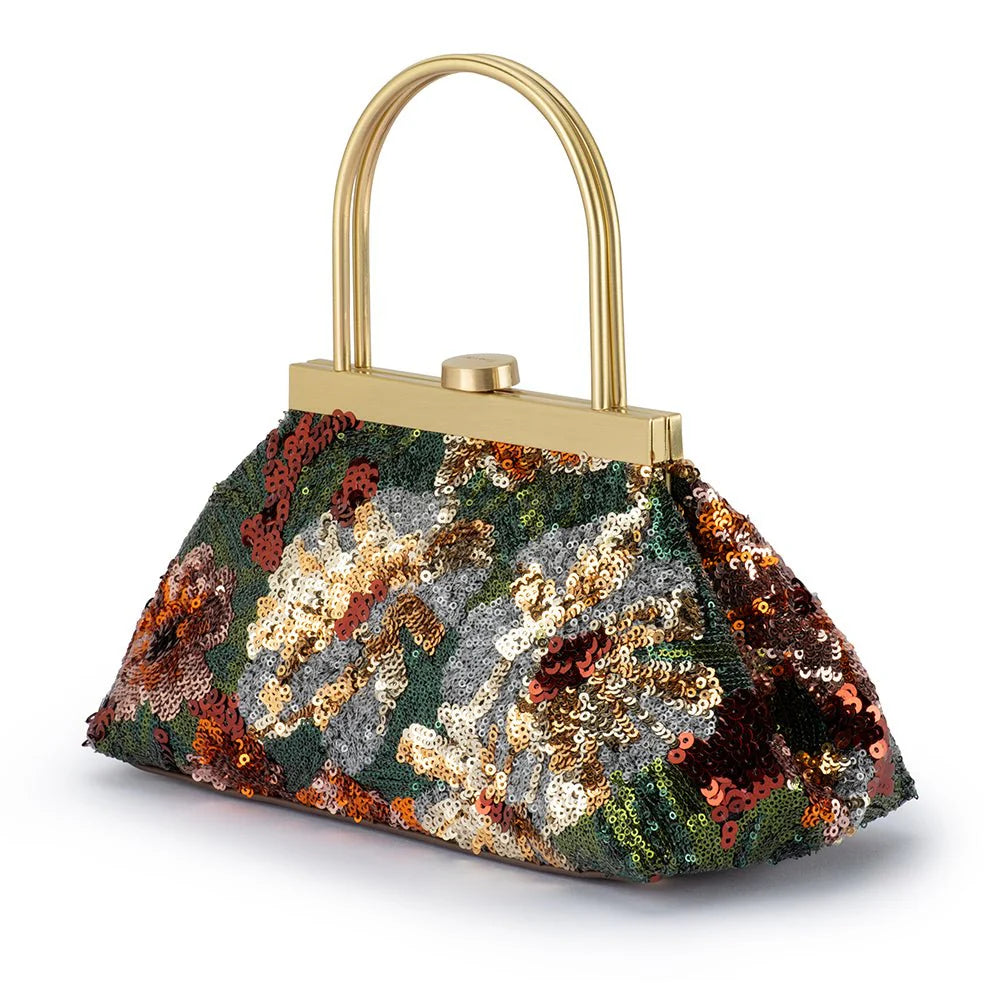 Olga Berg Audrey Sequin Top Handle Bag - Bronze