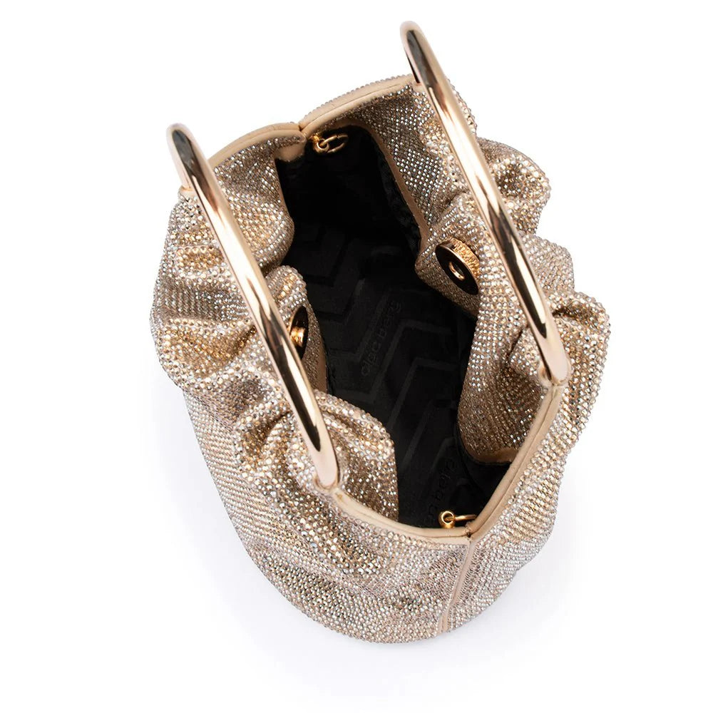 Olga Berg Mabel Crystal Top Handle - Champagne