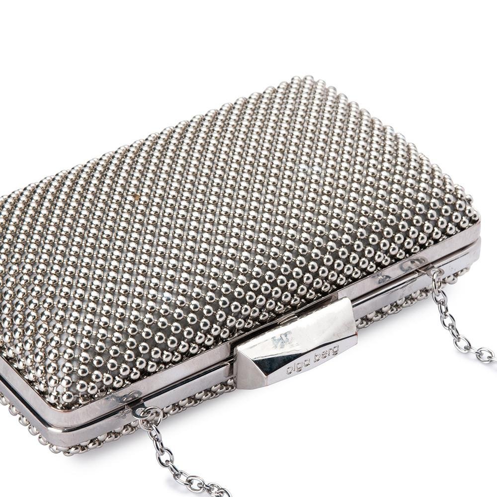 Olga Berg Natasha Ball Mesh Clutch - Silver