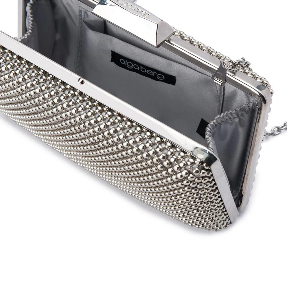 Olga Berg Natasha Ball Mesh Clutch - Silver