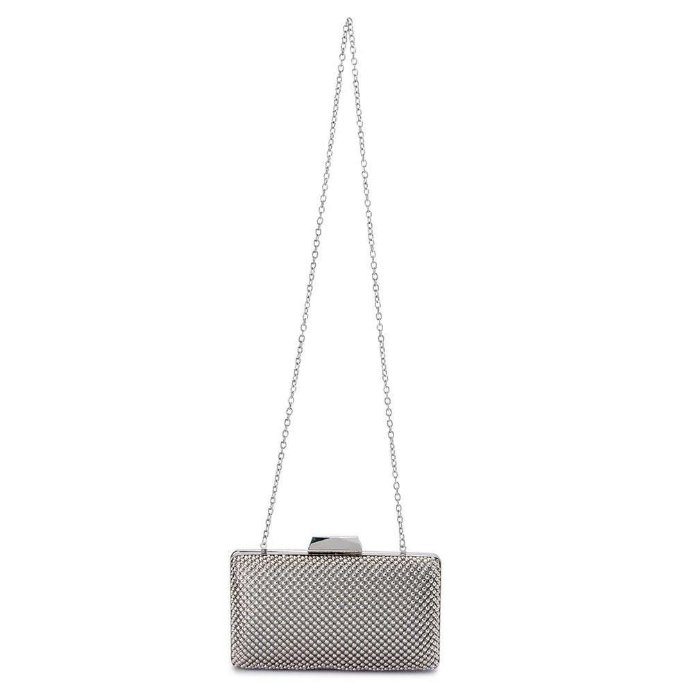 Olga Berg Natasha Ball Mesh Clutch - Silver