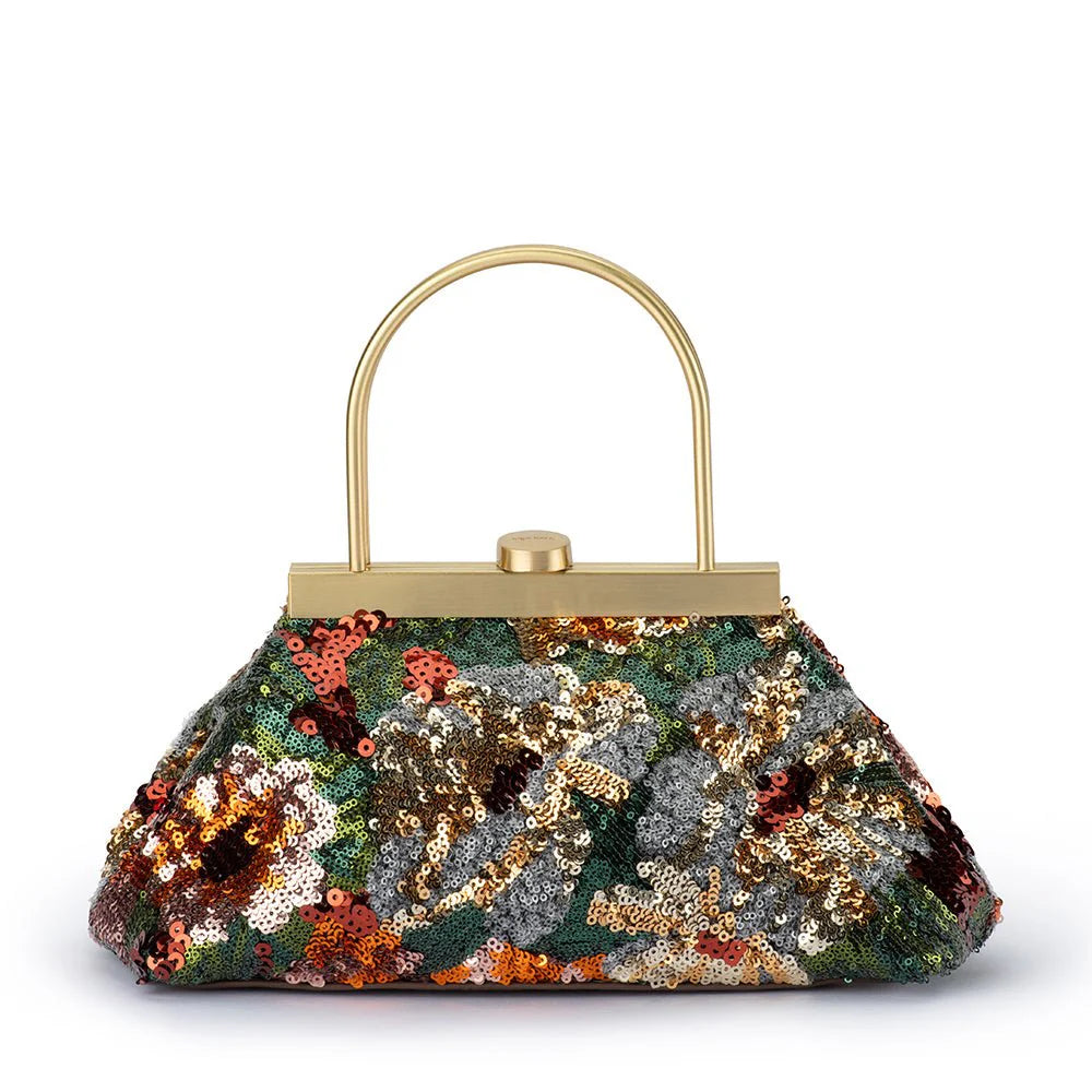 Olga Berg Audrey Sequin Top Handle Bag - Bronze