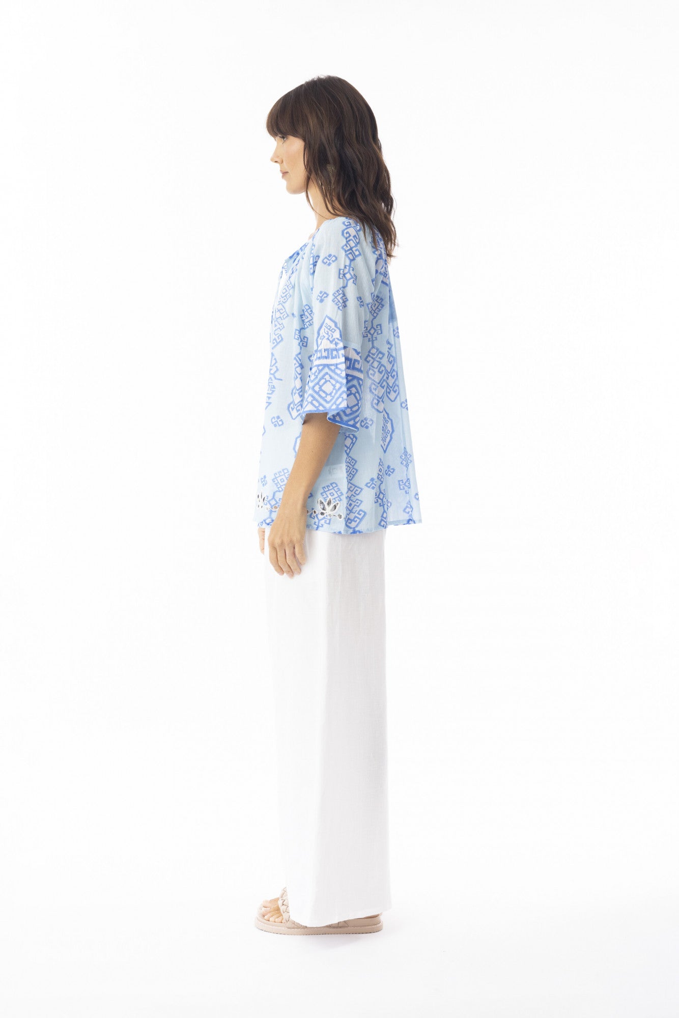 Oreintique Carla Print Top - Blue