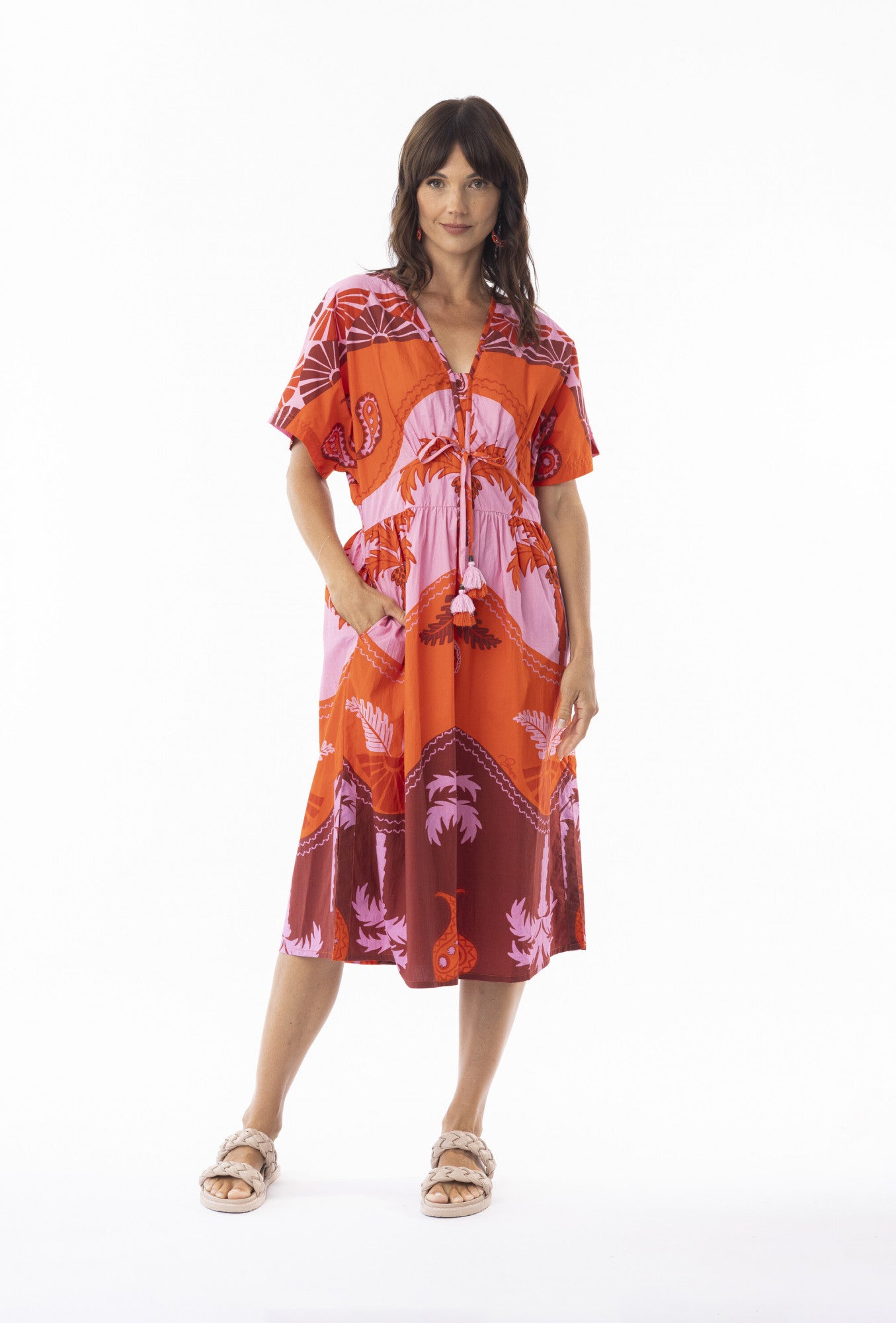 Orientique Celeste Midi Dress - Orange