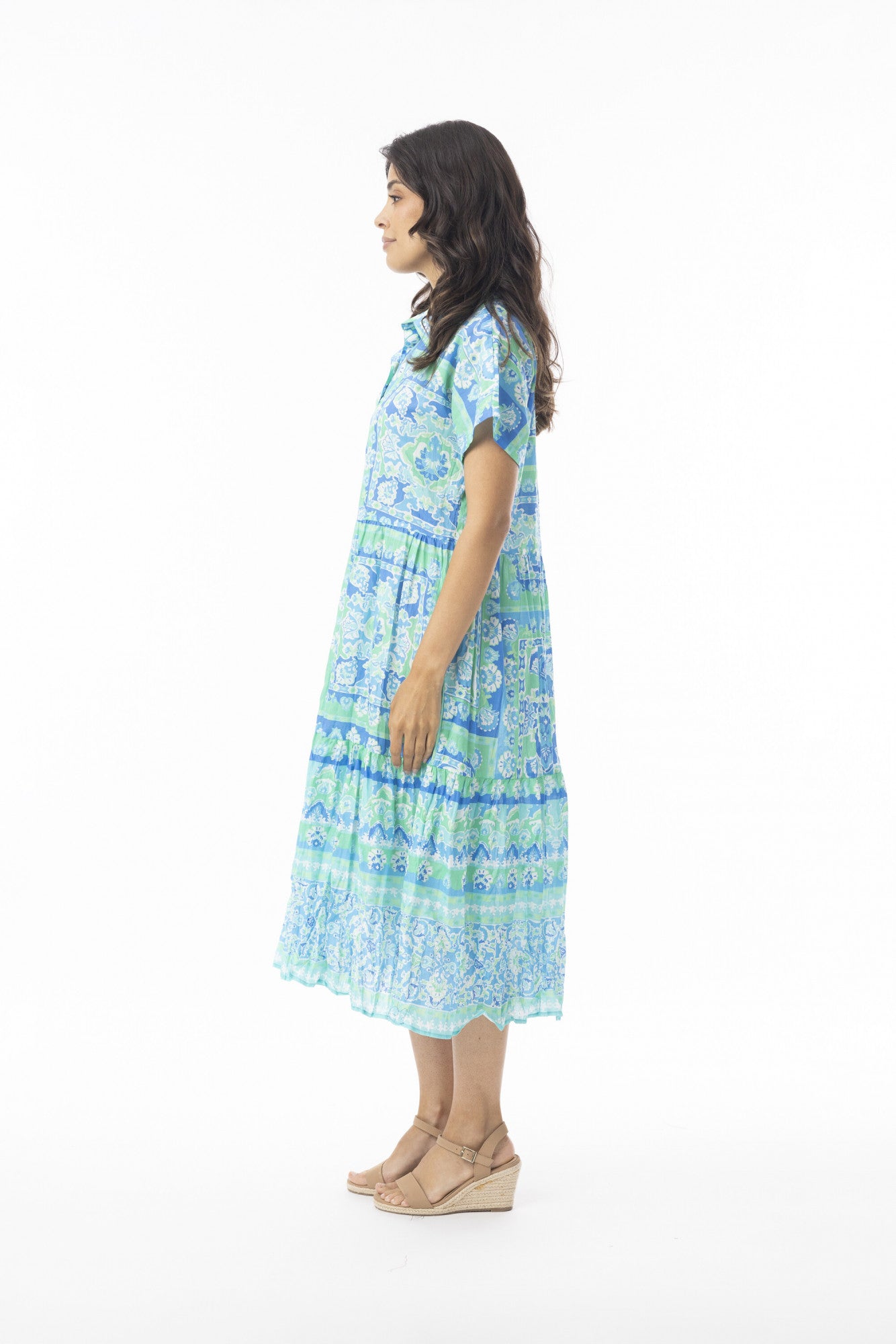 Orientique Montevideo Collared Dress - Aqua