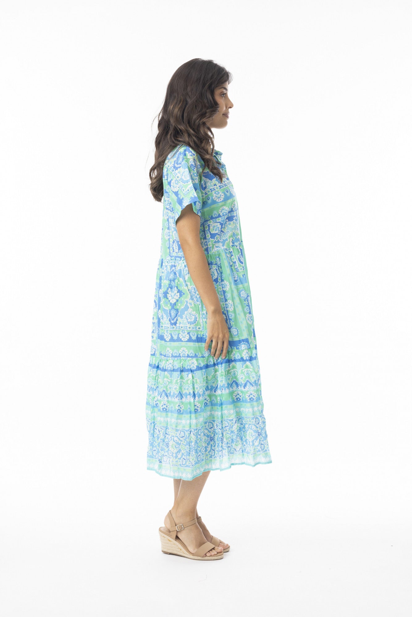 Orientique Montevideo Collared Dress - Aqua