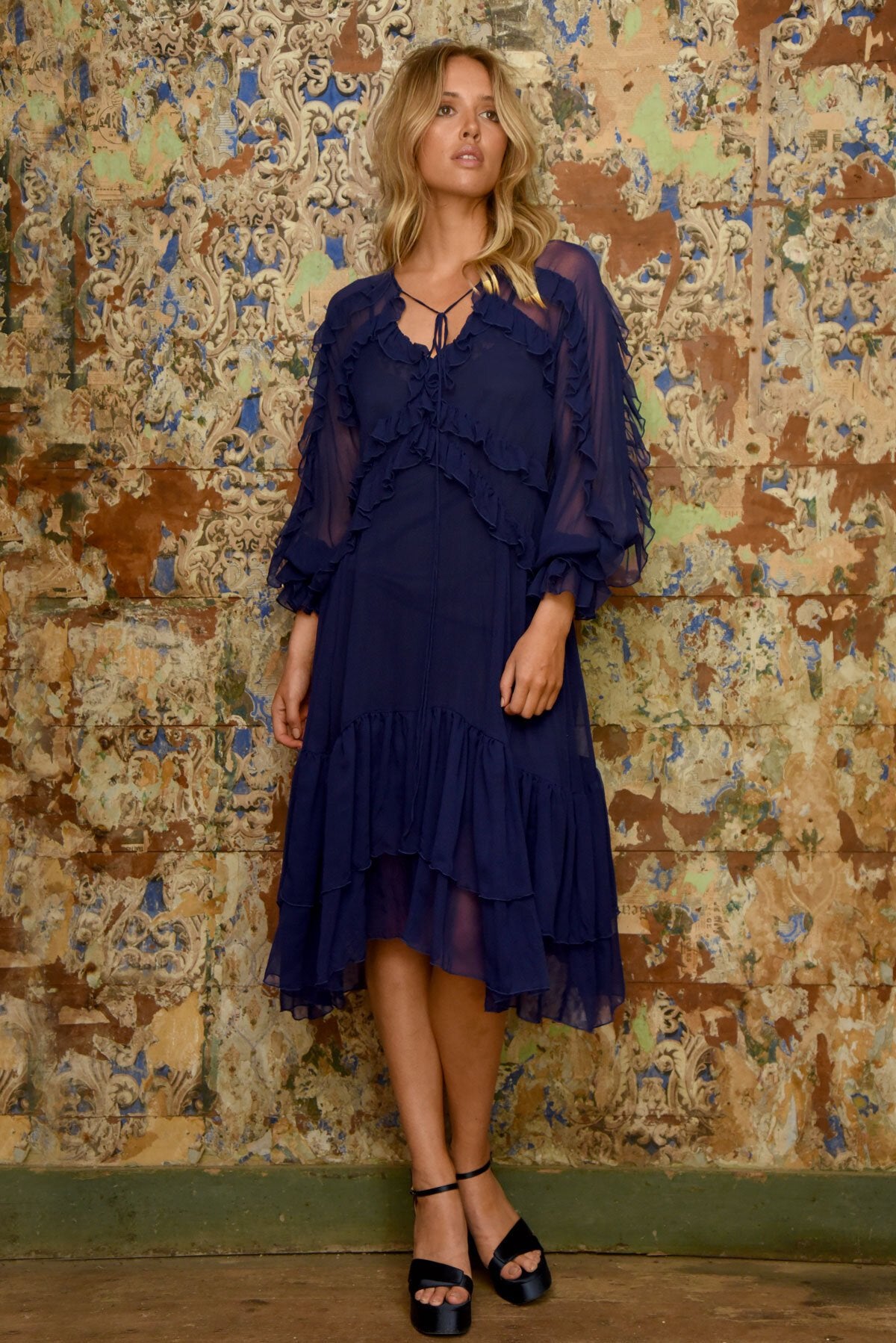 Trelise Cooper  Frill At Ease Dress - Navy