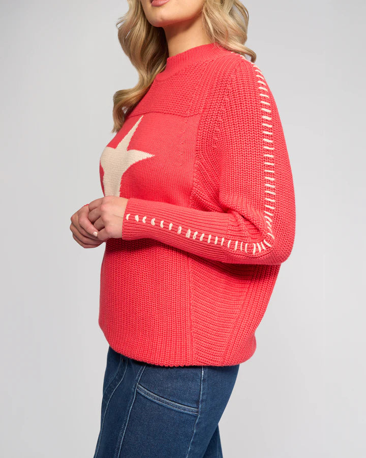 Vassalli Star Sweater - Coral