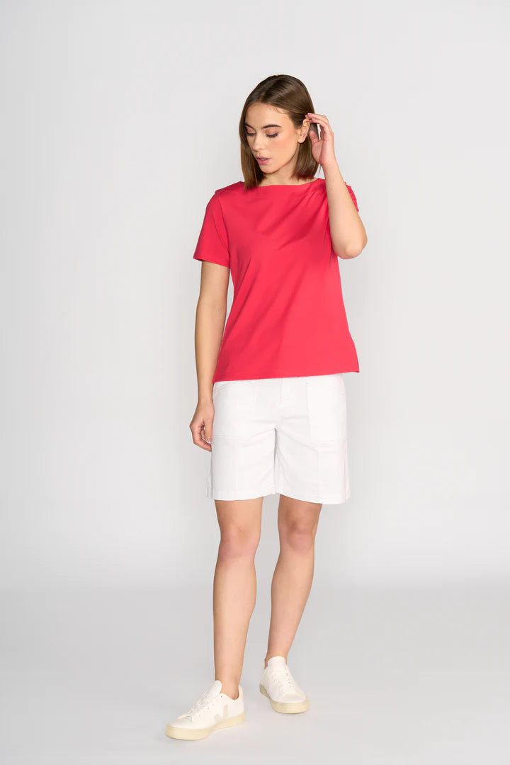 Vassalli Boat Neck Top - Cherry
