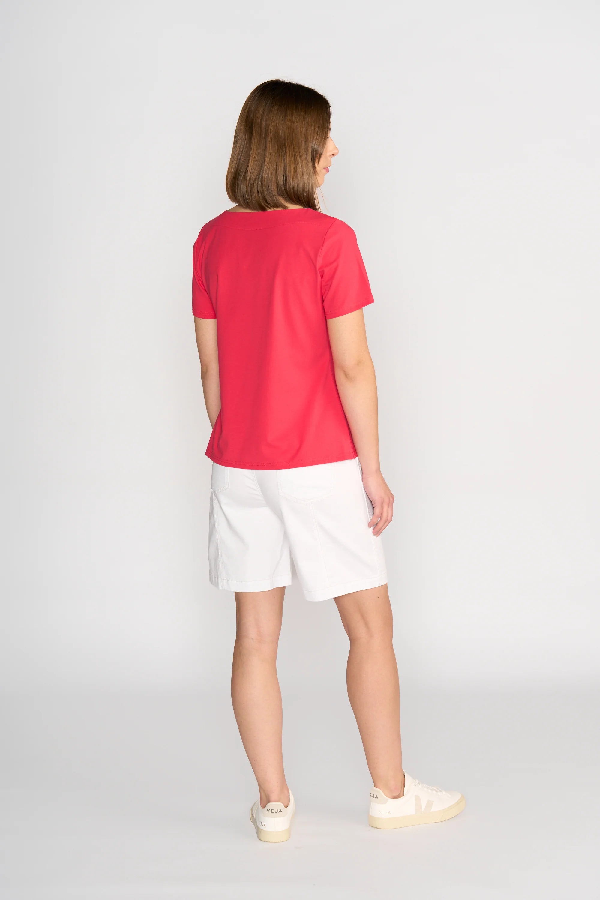 Vassalli Boat Neck Top - Cherry