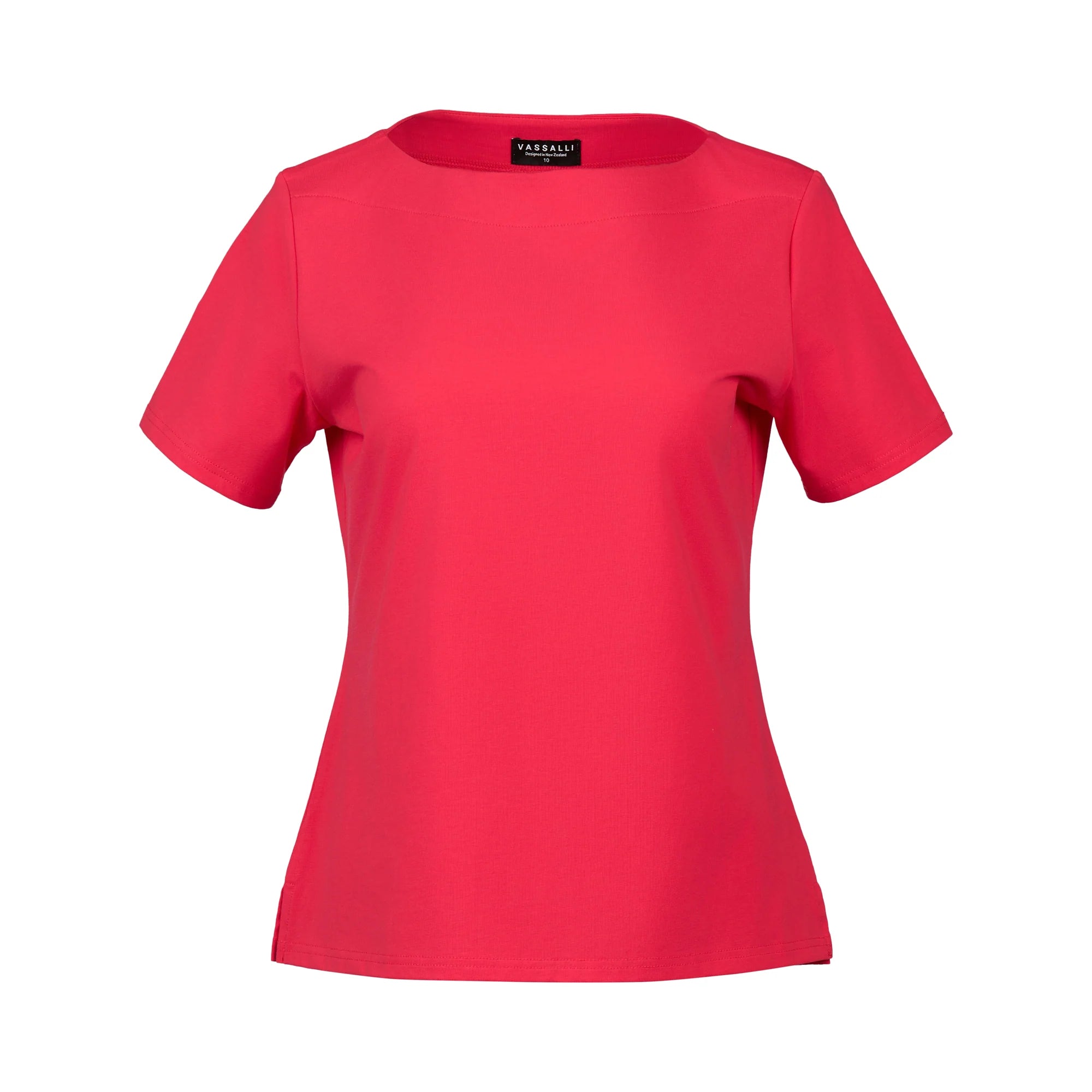 Vassalli Boat Neck Top - Cherry