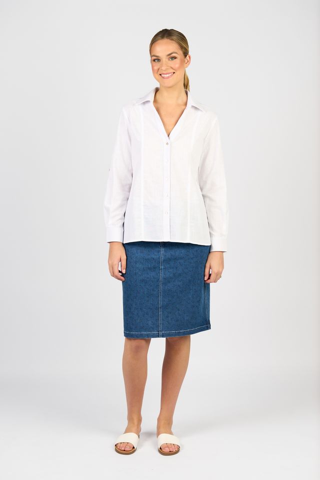 Vassalli Button Up Sleeve Shirt - White