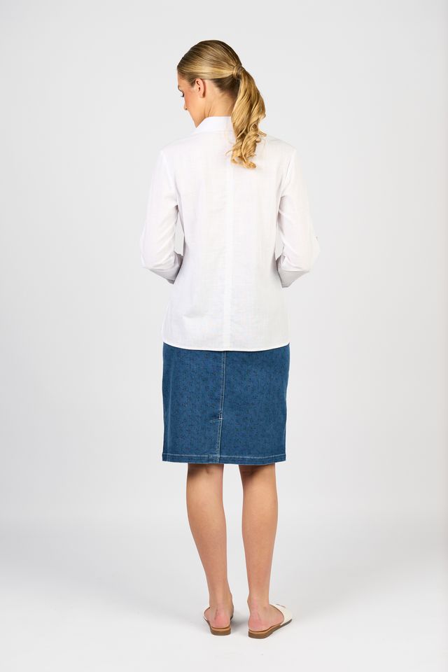 Vassalli Button Up Sleeve Shirt - White