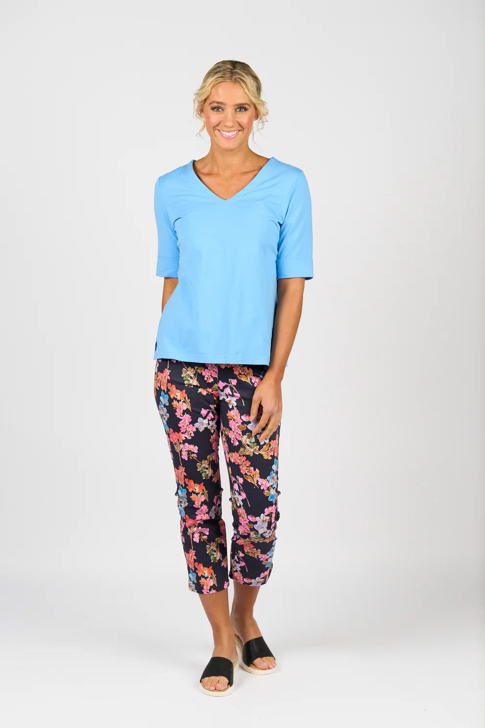 Vassalli V-Neck Top - Sky