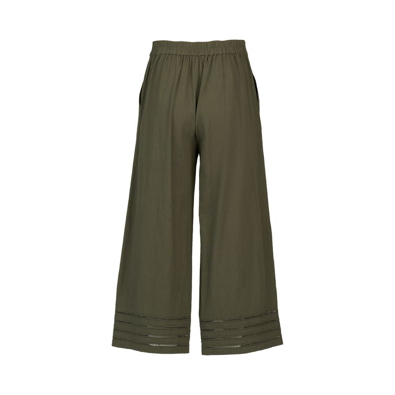 Vassalli Wide Leg 7/8 Pant With Cuff Trim - Olive