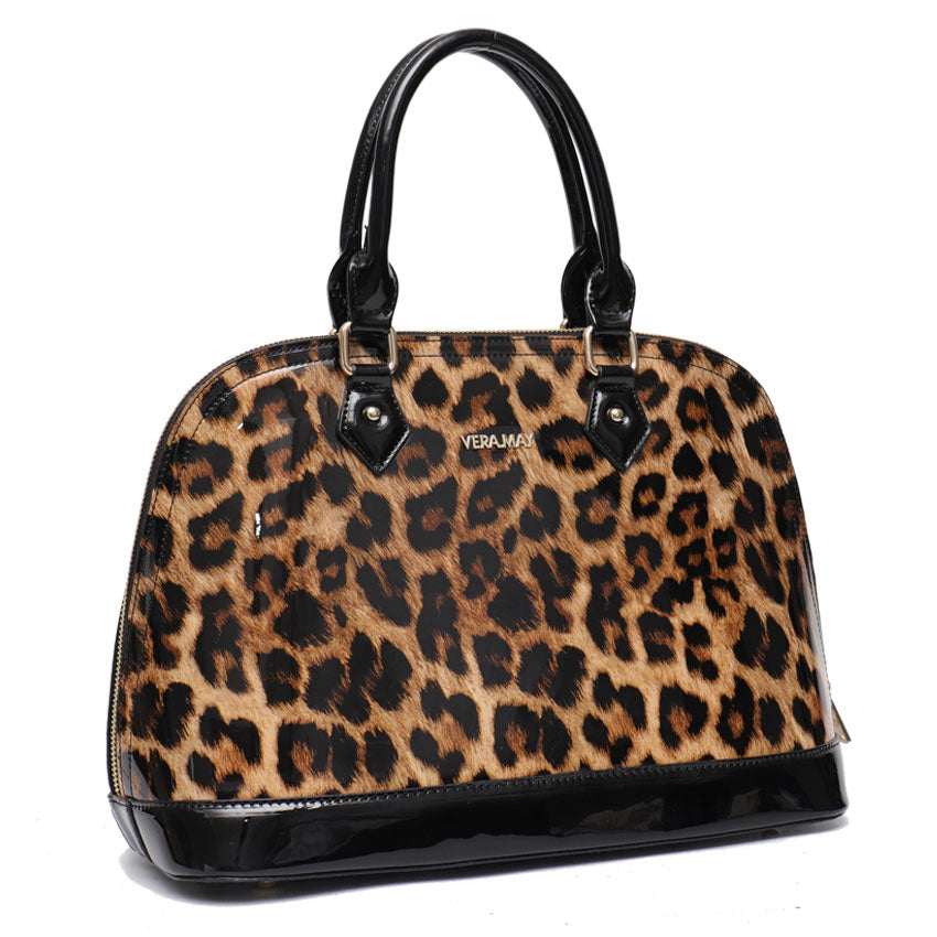 Vera May Dolly Pantent Handbag - Leopard