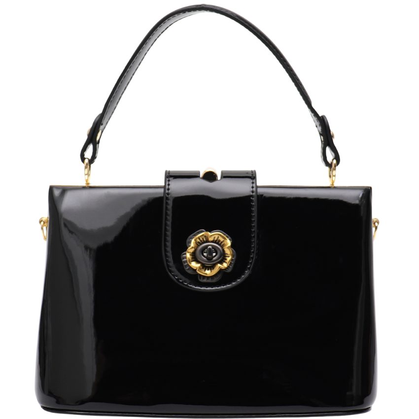 Vera May Selena Patent Handbag - Black