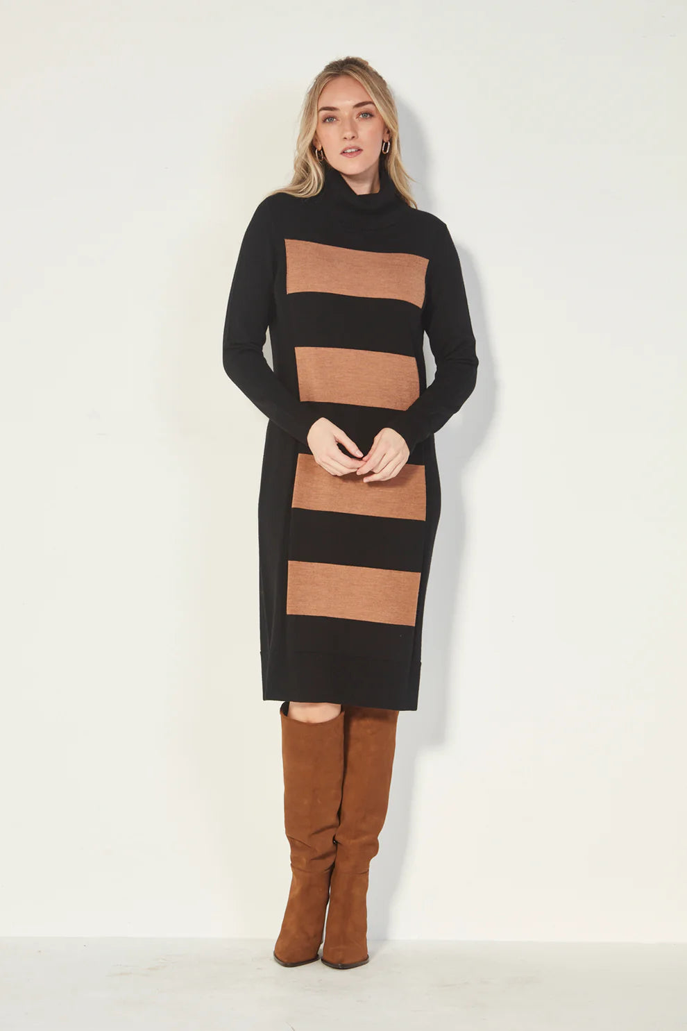 Verge King Dress - Black/ Stripe