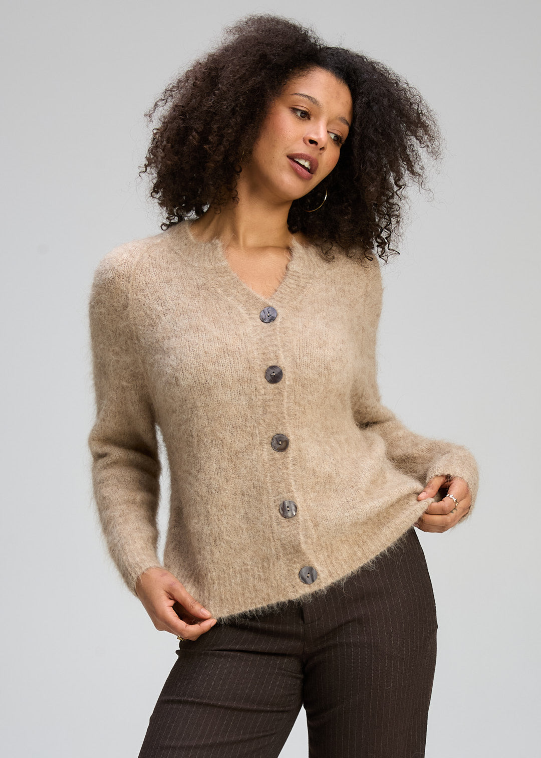 Zaket & Plover Alpaca Cardigan - Bark