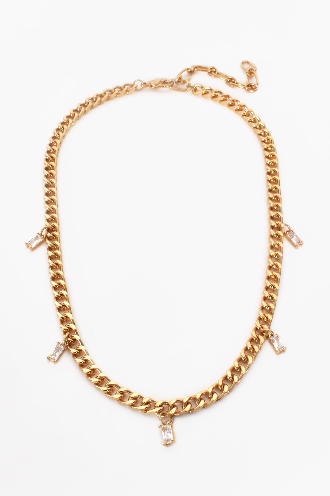 Adorne Mini Glass Drop Short Chain Necklace