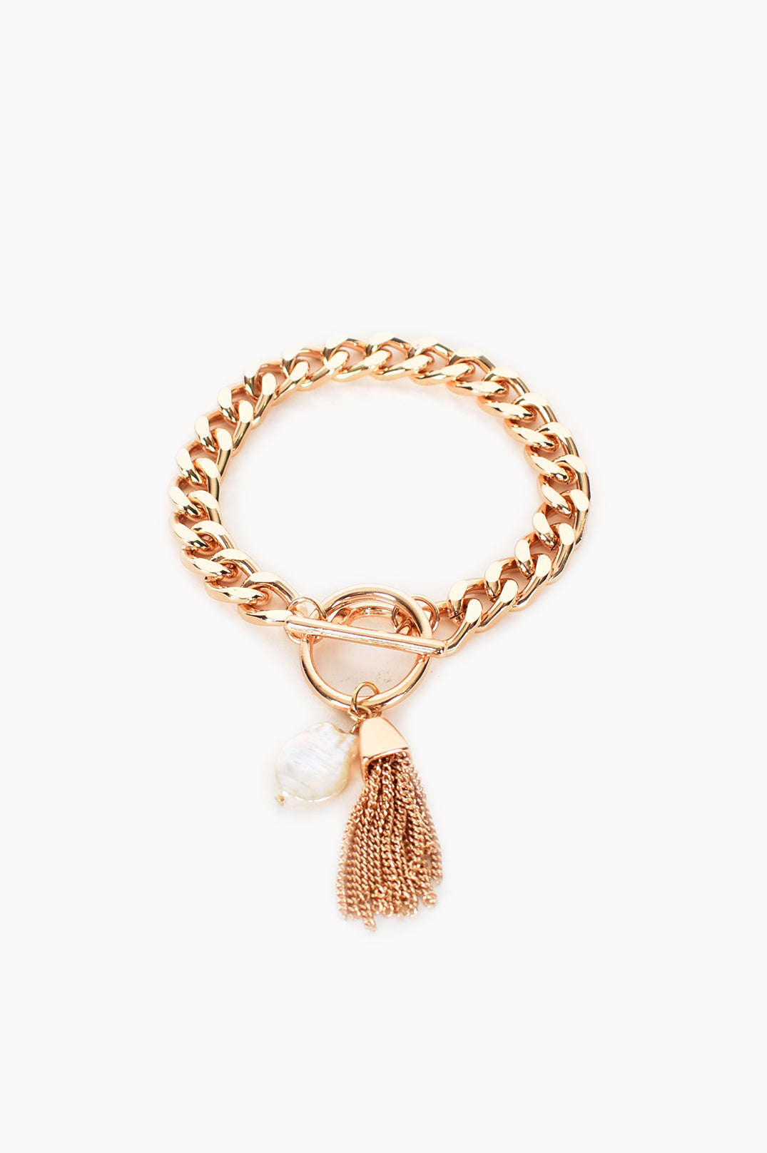 Adorne Pearl Tassel Chain Bracelet