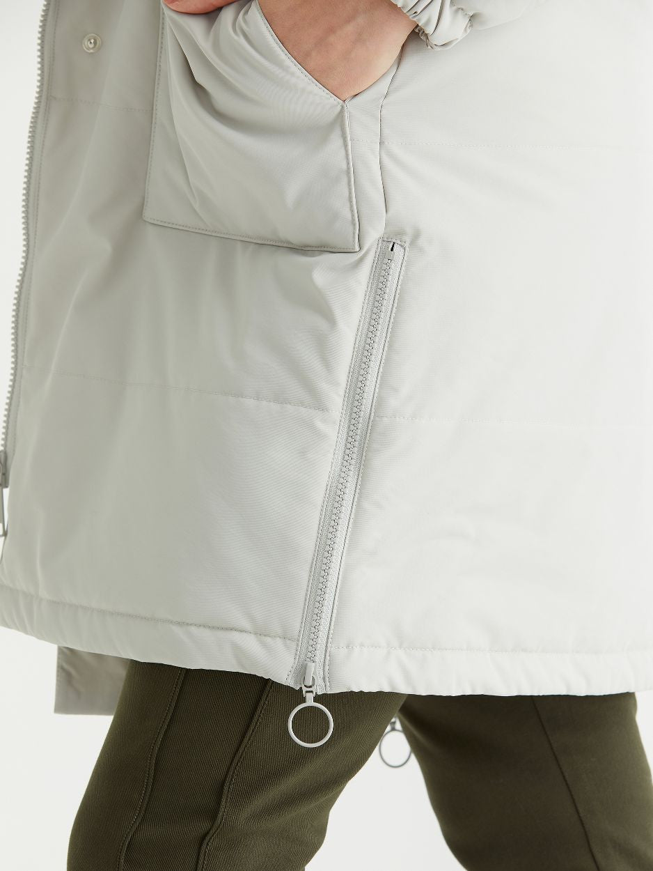 Marco Polo Longline Quilted Puffer Jacket - Oyster