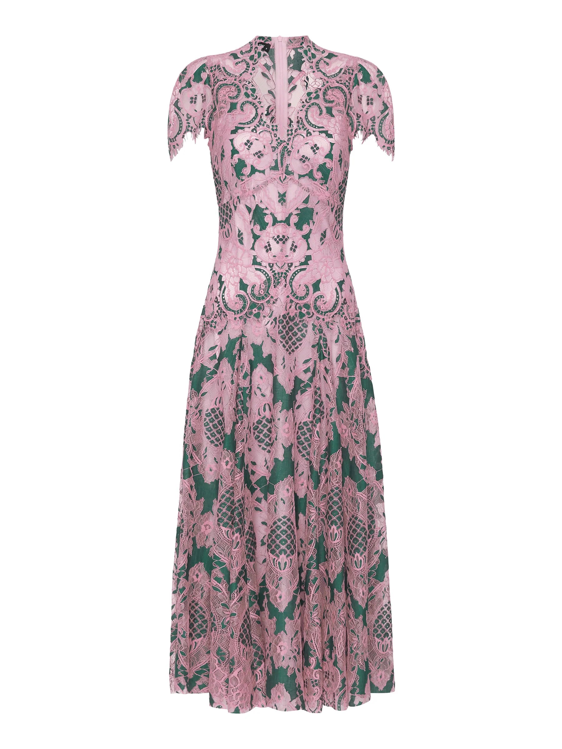 Moss& Spy Sienna Cap Sleeve Dress - Pink/Emerald