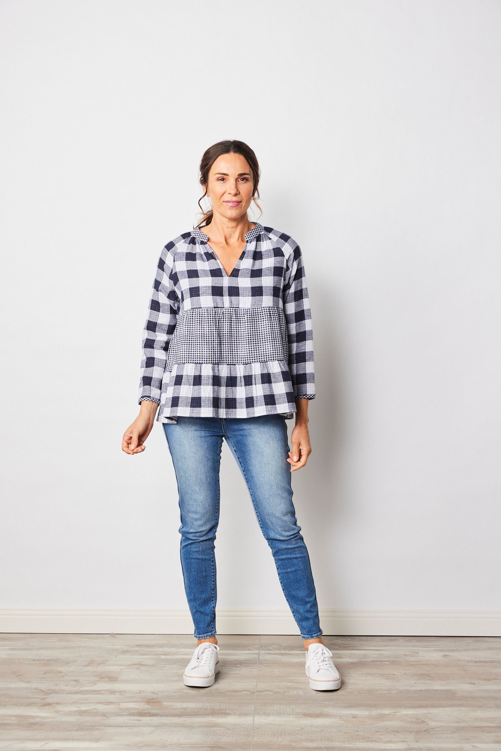 See Saw Check Top - Navy / Gingham
