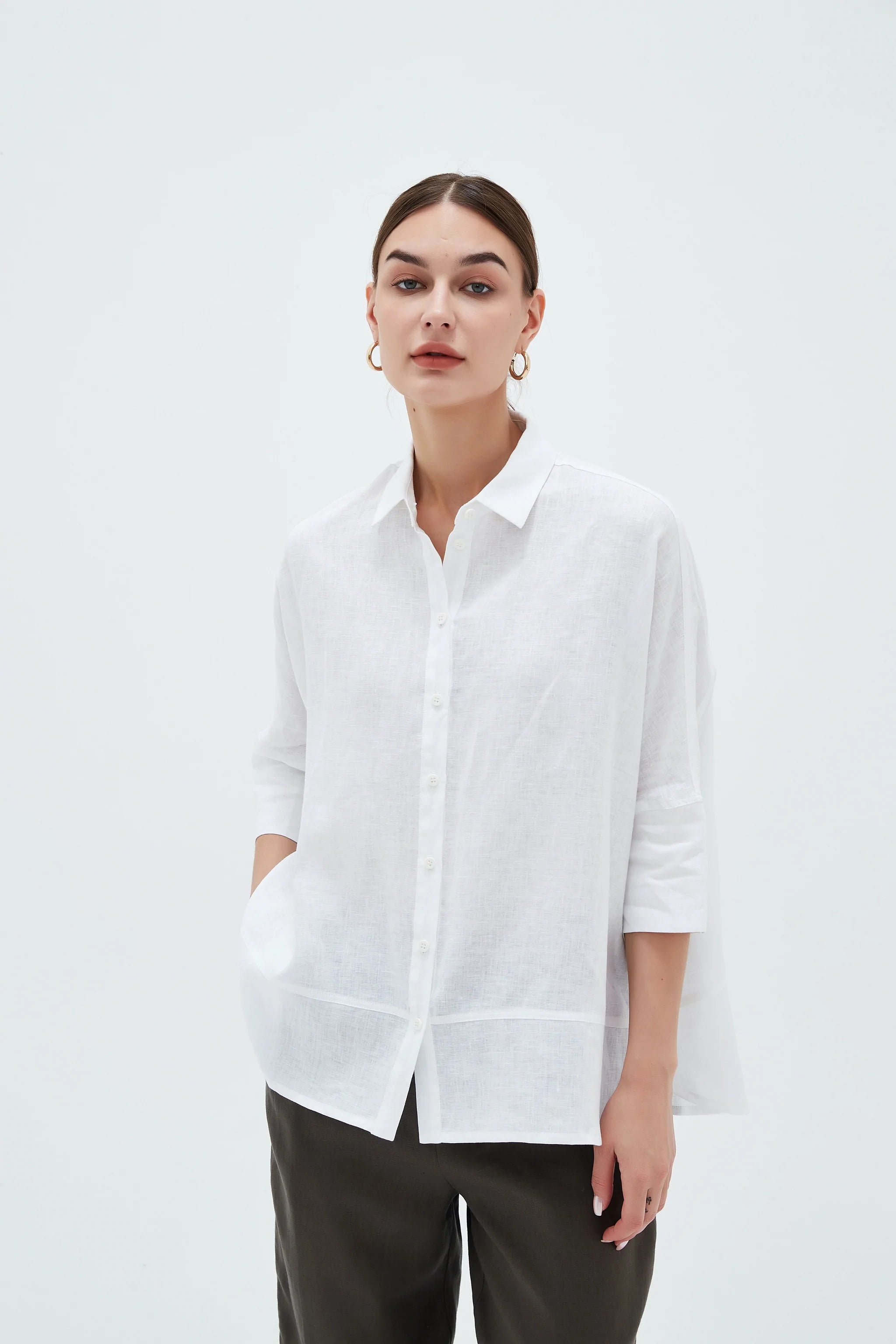Tirelli Deep Hem Linen Shirt - White