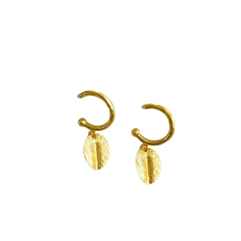 Zoda Disc Dangle Earings - Tarnished Gold